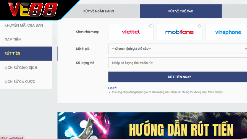Rút Tiền VE88 - Thao Tác Nhận Lợi Nhuận Về Túi Nhanh Chóng Điều kiện tối thiểu để hoàn tất quá trình rút tiền